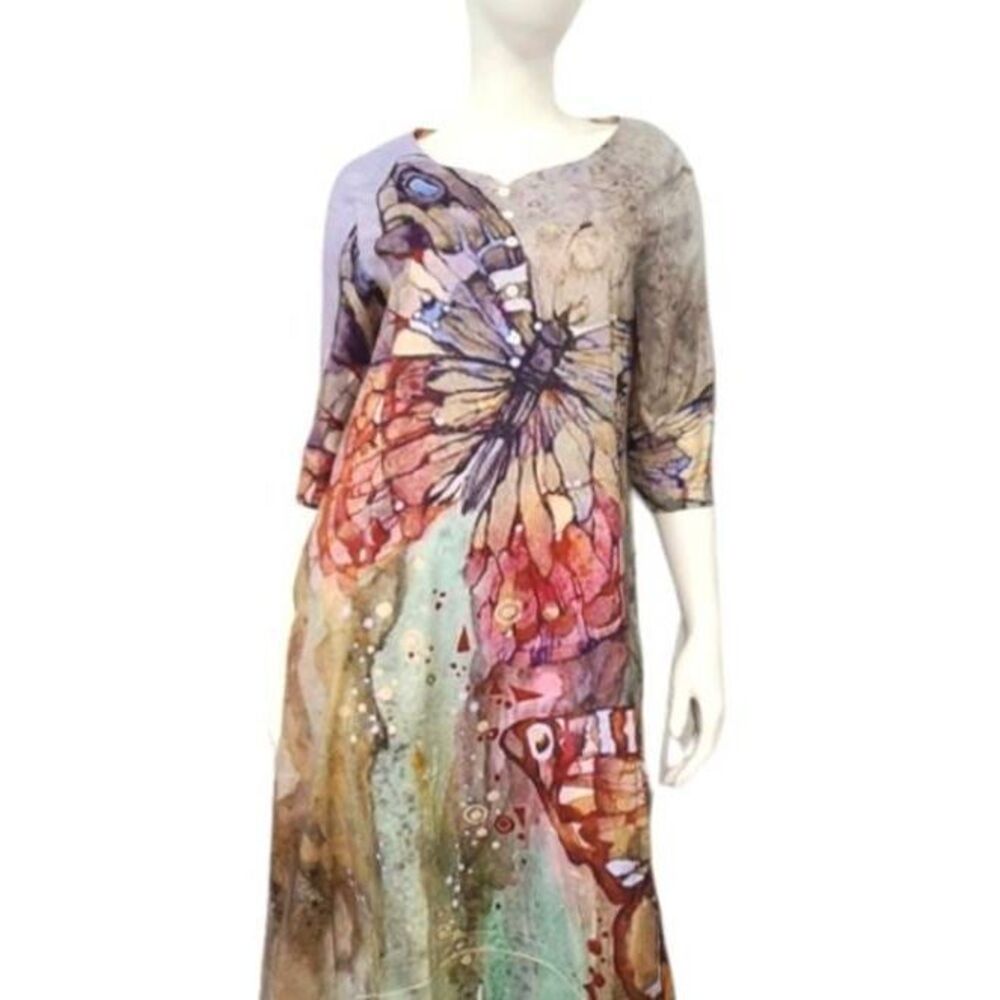 JustFashionNow NEW TAGS Butterfly Print Maxi Dress Medium - Picture 2 of 7